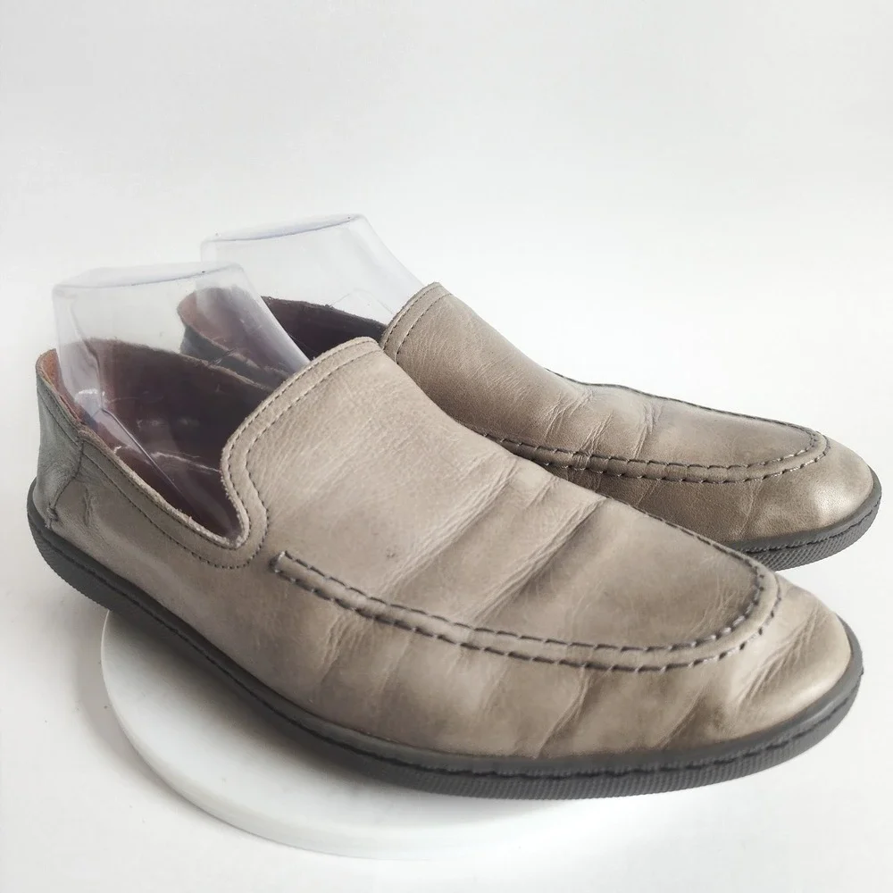 Frye Loafers Mens Size 8 Shoes Taupe Leather Slip On Moc Toe Driving Nuetral‎